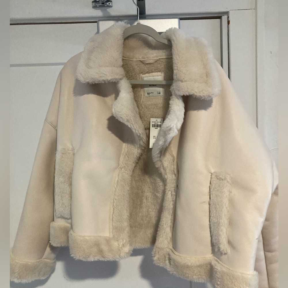 Abercrombie & Fitch Cream Faux Shearling Jacket